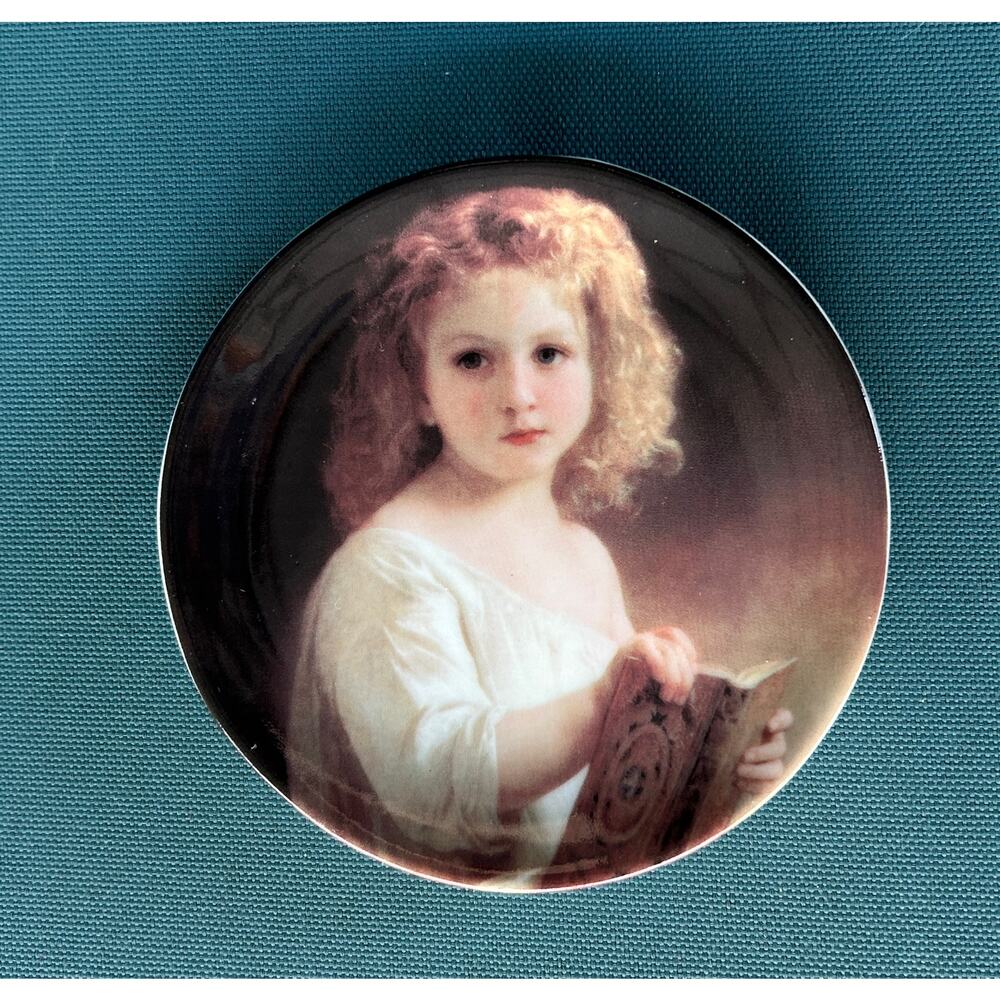Victorian Masterwork Paintings on VTG SET of 4 Porcelain Collector Plates 4 Inch - Picture 4 of 7